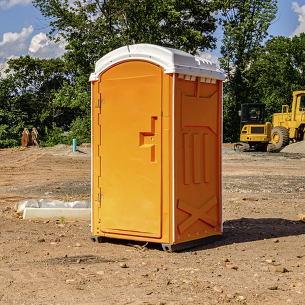 how often are the portable restrooms cleaned and serviced during a rental period in Overton